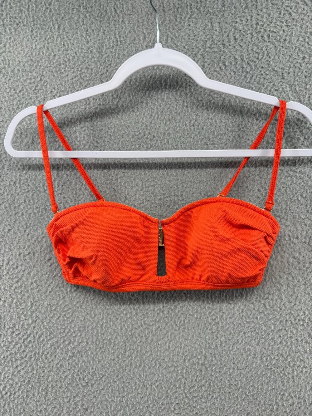 Alexandra Miro Orange Textured Bandeau Bikini Top M